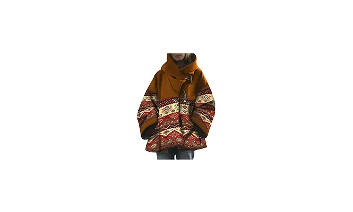 Loose Vintage Printed Woolen Coat