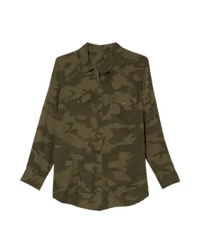 Lorelei Button Up Shirt | Olive Green / Brown