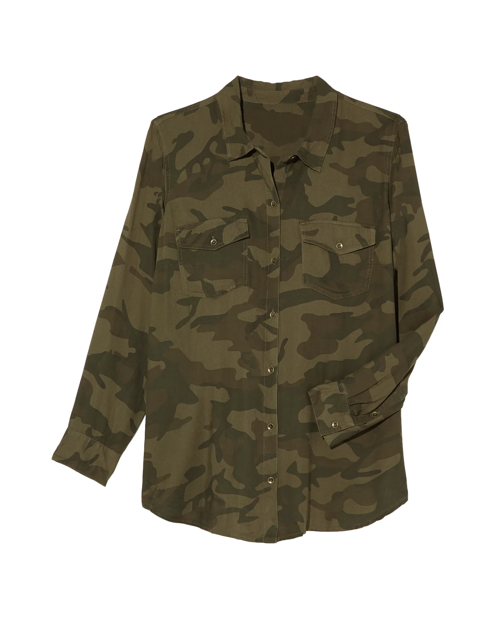 Lorelei Button Up Shirt | Olive Green / Brown