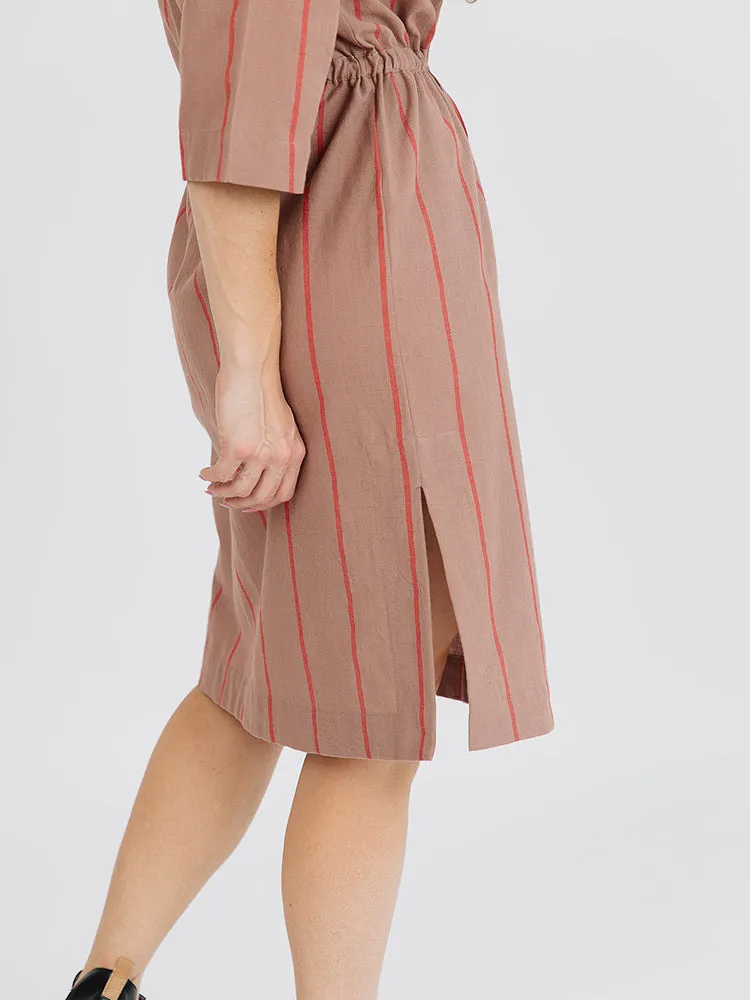 Lori Dress - Cocoa Stripe