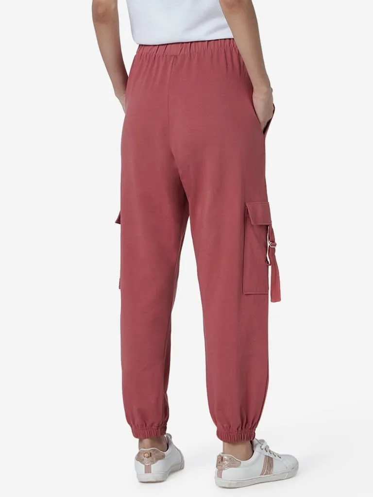 LOV Persian Rose Cargo-Style Clay Joggers