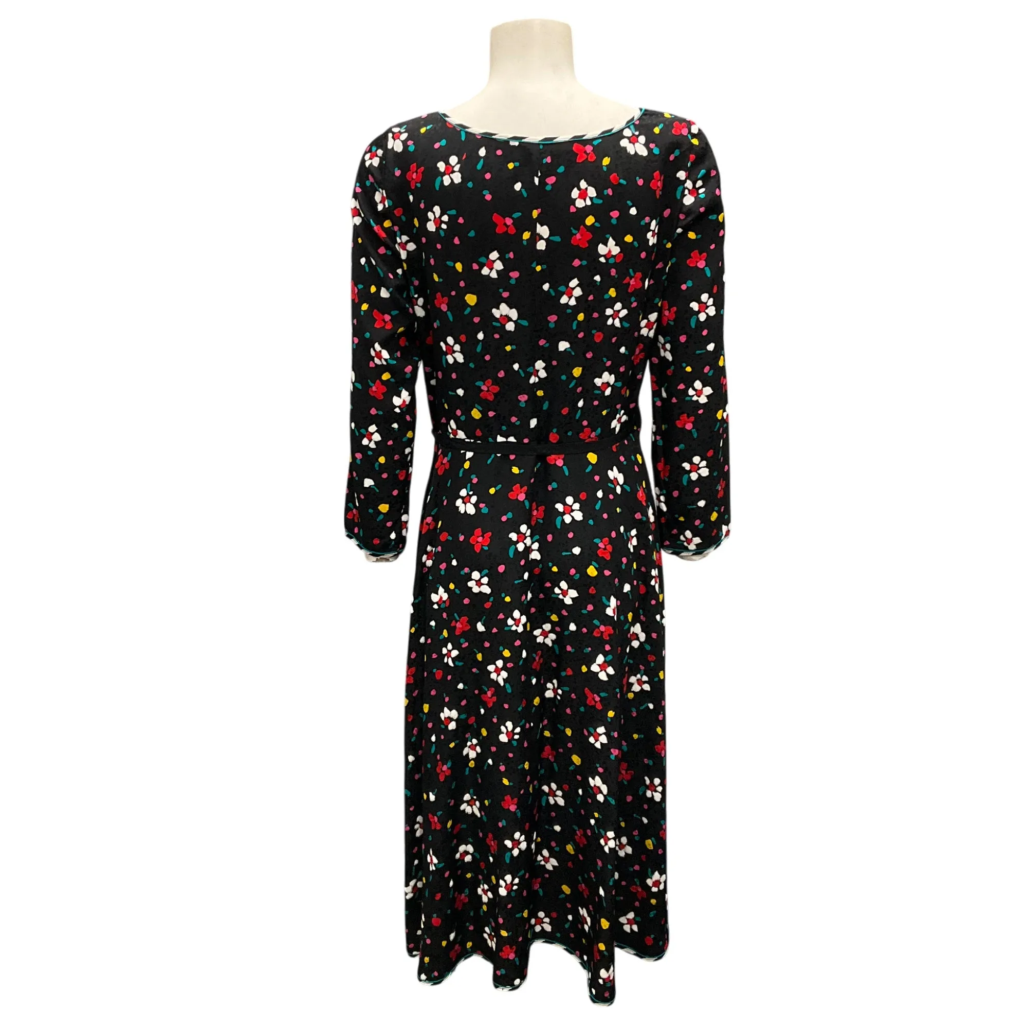 Marc Jacobs Black Multi Printed Silk Wrap Dress