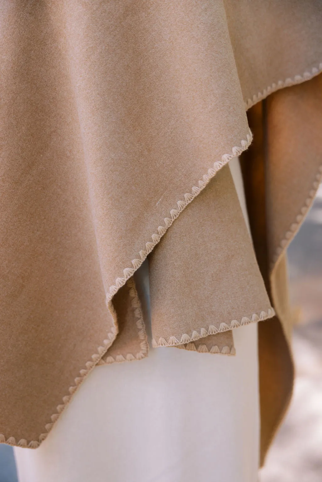 MASON'S DAUGHTER Scarlett Cape, Camel Pressed Wool