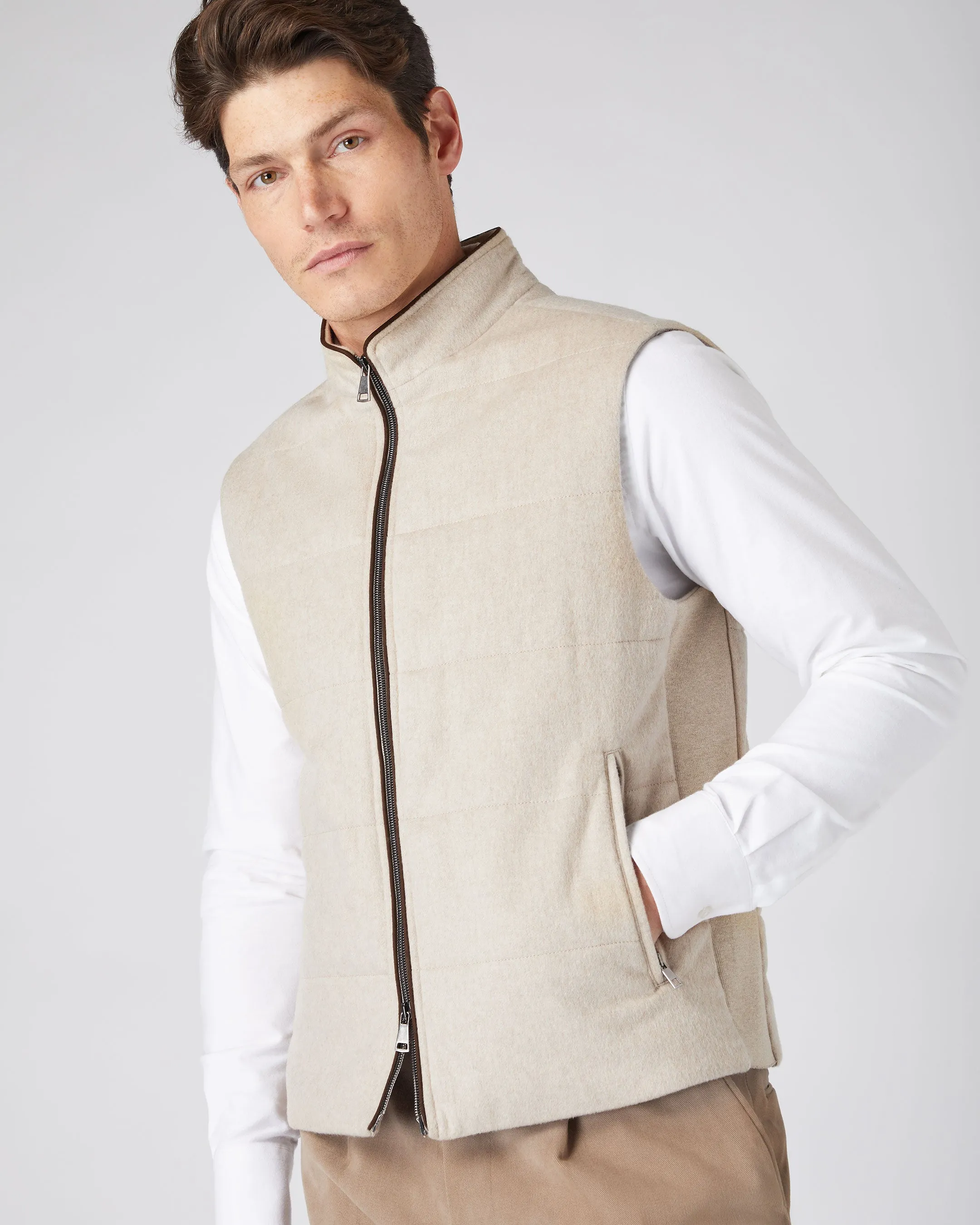 Men's Belgravia Cashmere Gilet Oatmeal Brown