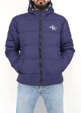 Men's Brand Logo Printed Puffer Jacket,Navy