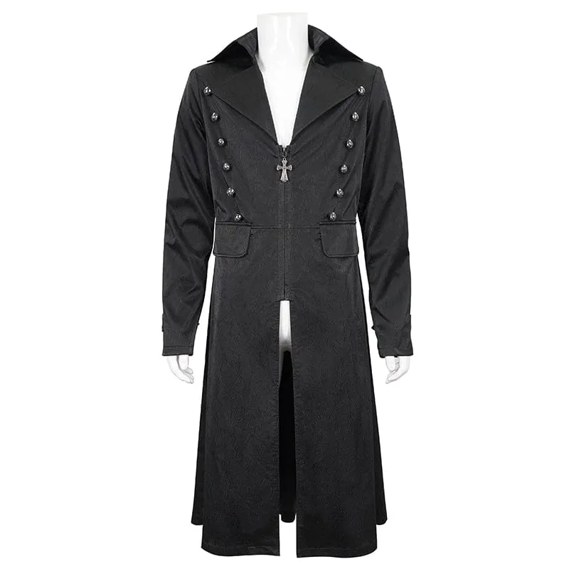 Men's Gothic Turn-down Collar Cross Zipper Coat