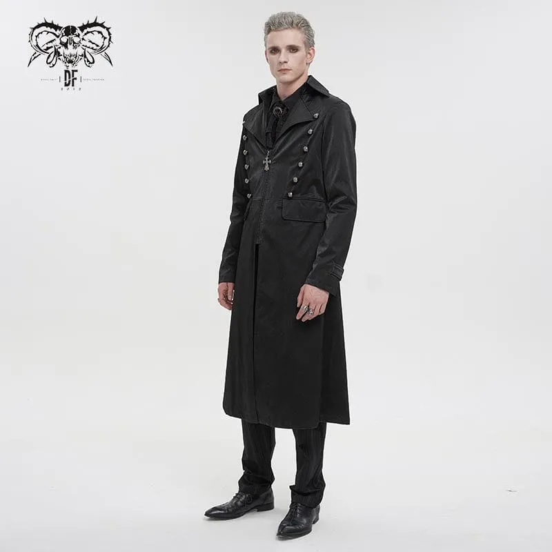 Men's Gothic Turn-down Collar Cross Zipper Coat