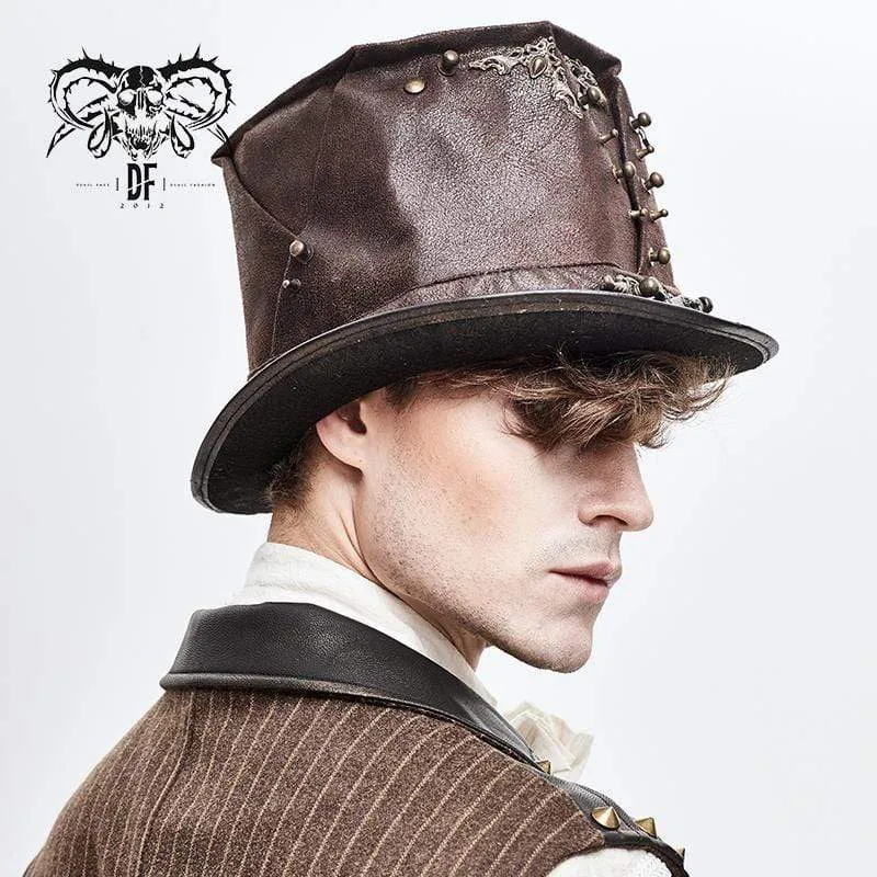 Men's Steampunk Devil Skull Metal Rivets Hats