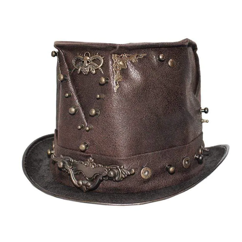 Men's Steampunk Devil Skull Metal Rivets Hats