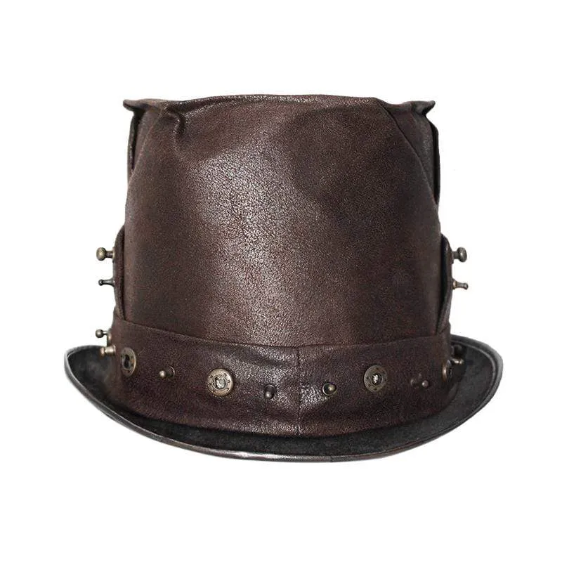 Men's Steampunk Devil Skull Metal Rivets Hats