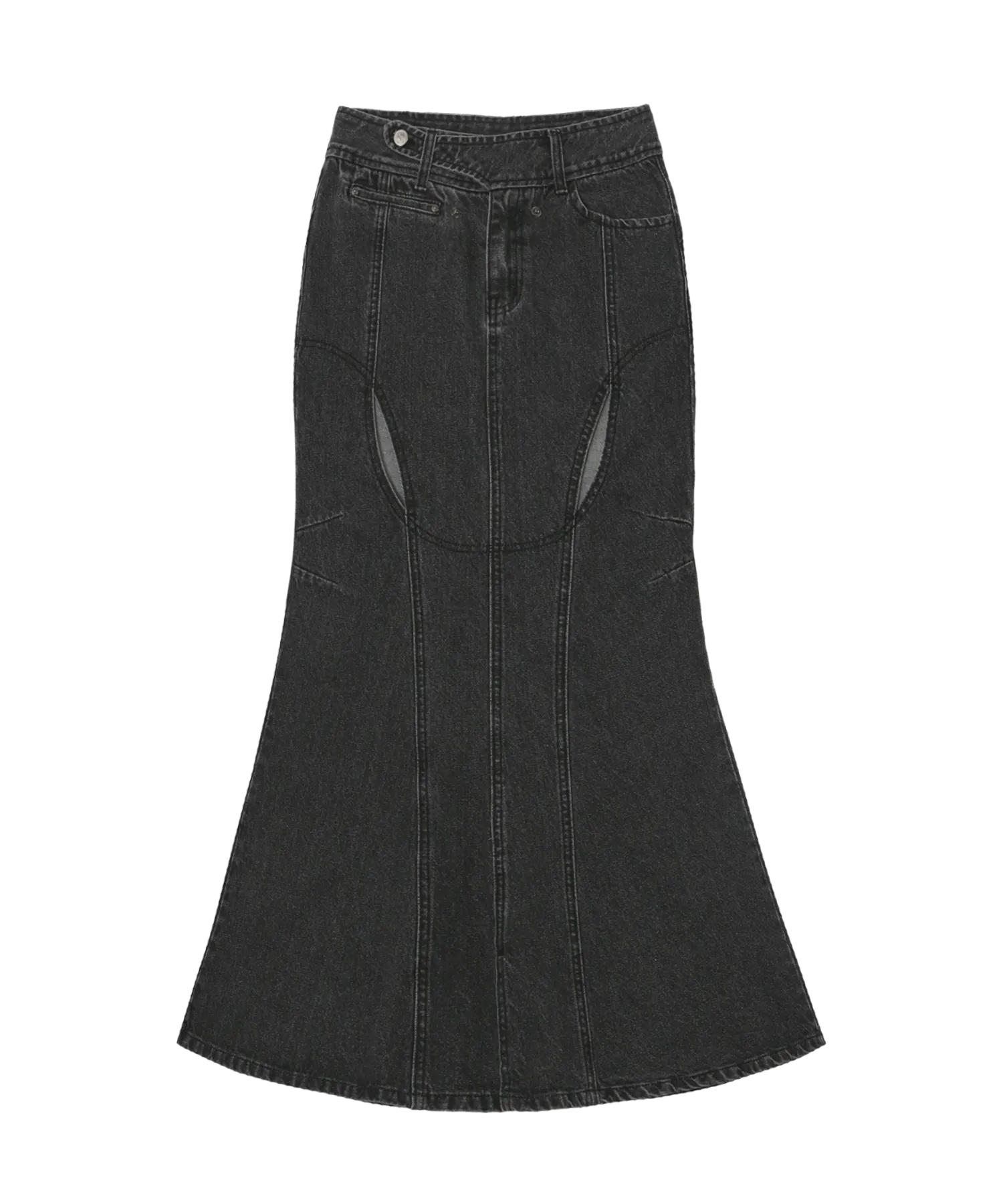 Mermaid slit denim skirt charcoal