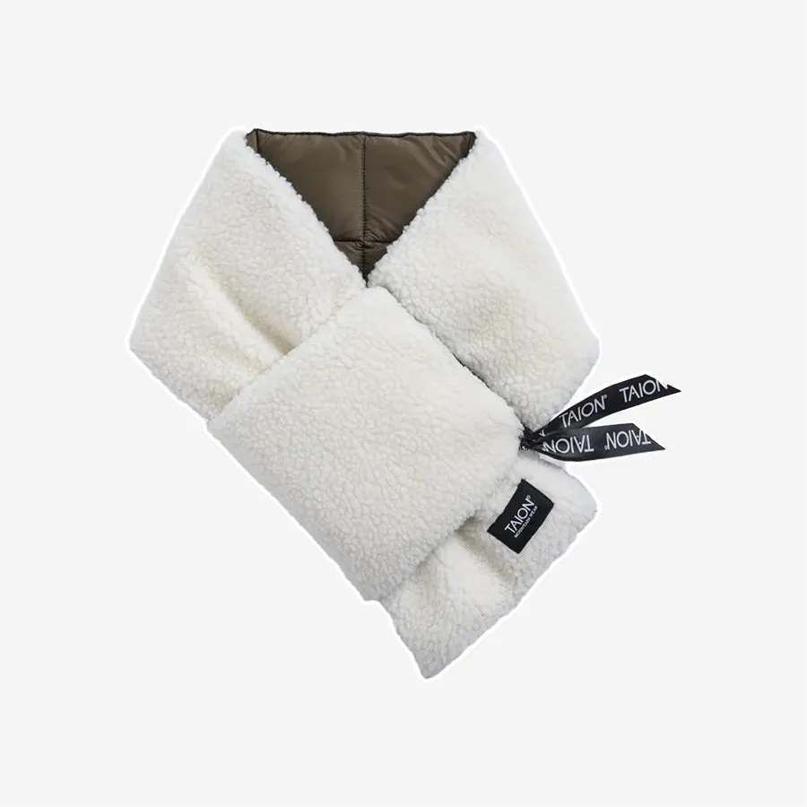 Mountain Reversible Down x Boa Muffler Scarf - Olive/Ivory