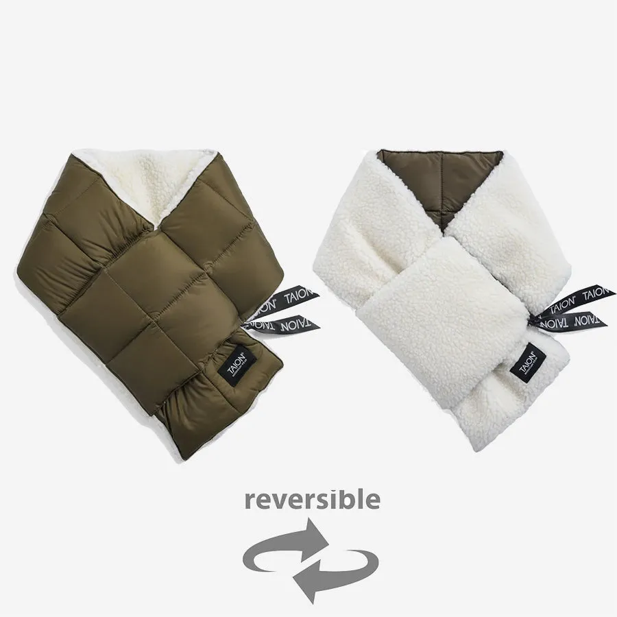 Mountain Reversible Down x Boa Muffler Scarf - Olive/Ivory