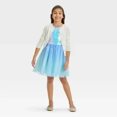 New - Cat & Jack Girls Sleeveless Tulle Party Sequin Dress