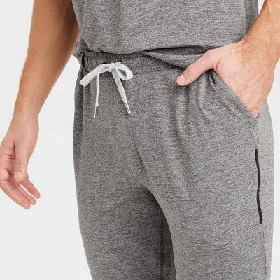 New - Men's Soft Stretch Joggers - All In Motion Heathered Black L