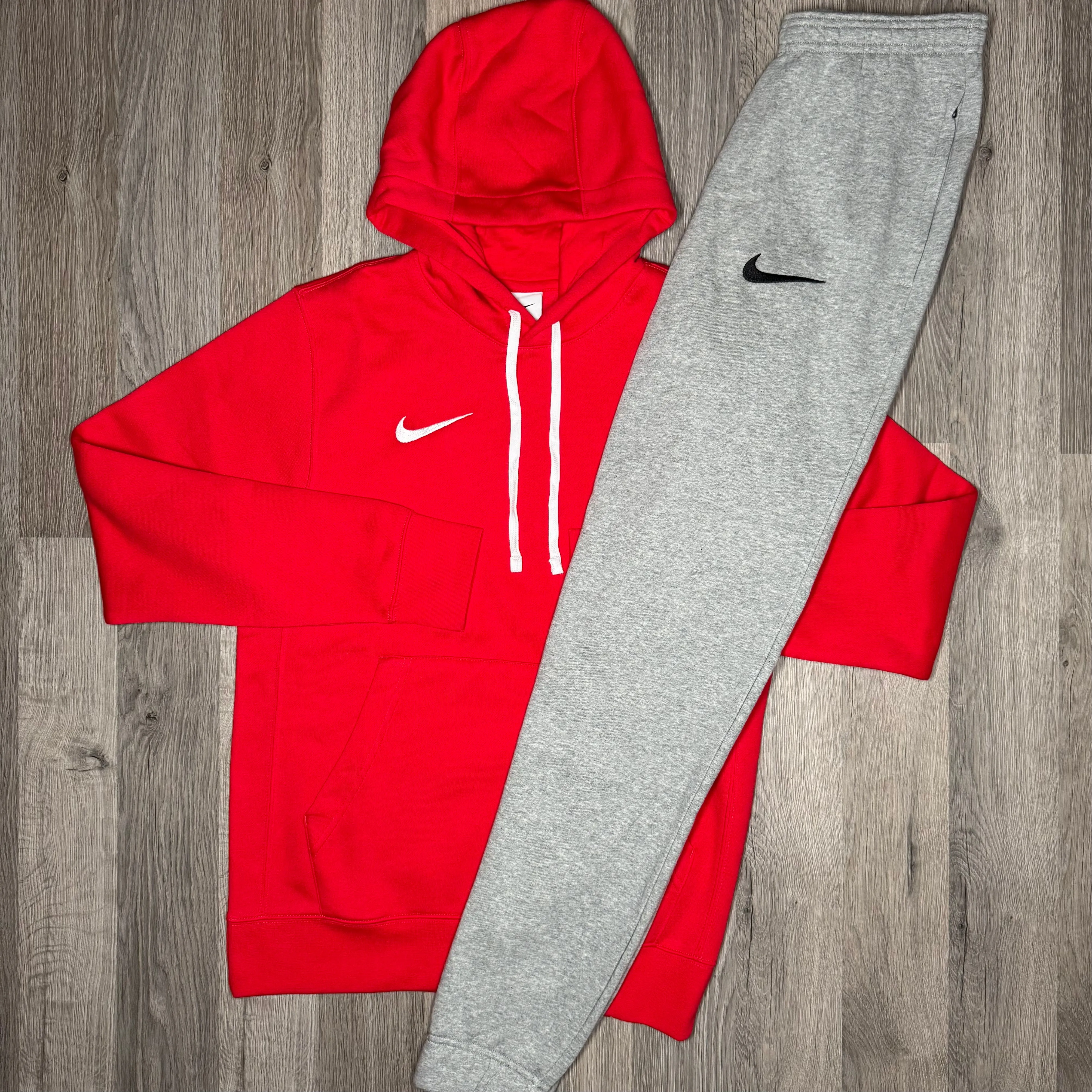 Nike Park Hoodie & Joggers Set - Red / Grey