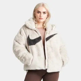 Nike Sportswear Women's Oversized Faux Fur Puffer Light Orewood Brown / Medium Ash