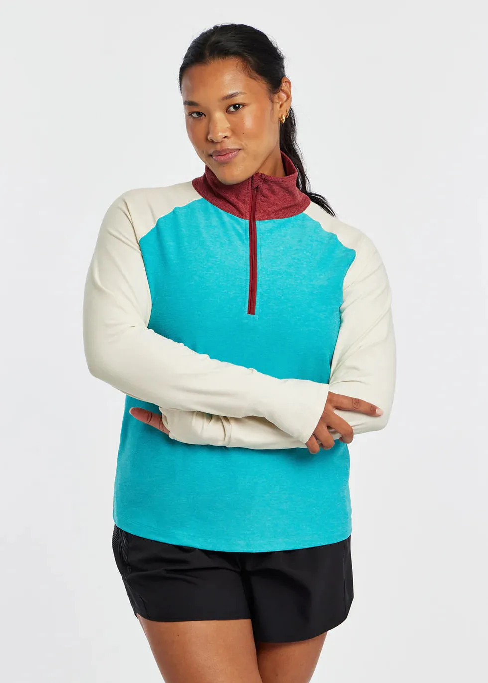 Oiselle | Lux Half Zip | Women's | Robin/Multi