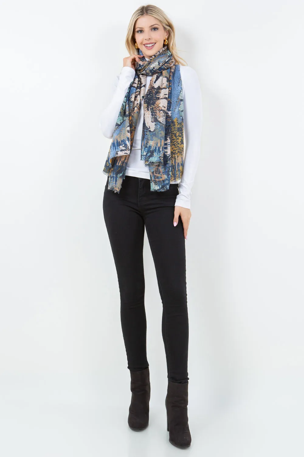 OP-4301 Multi-Colored Abstract Floral Scarf