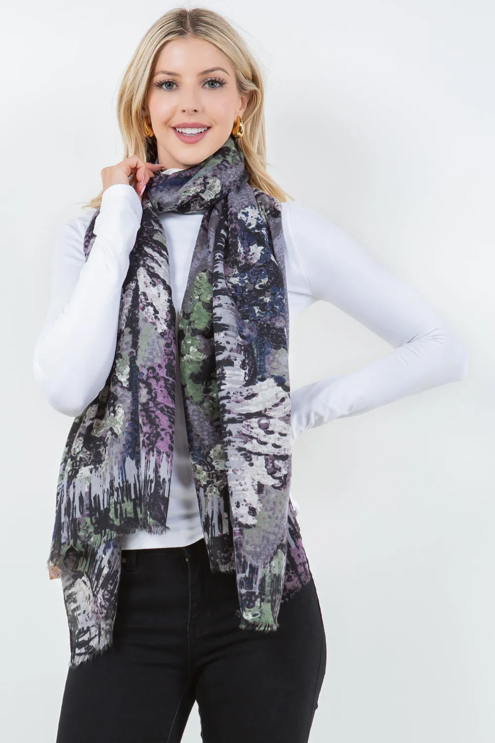 OP-4301 Multi-Colored Abstract Floral Scarf