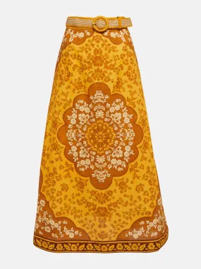 Orange floral maxi skirt