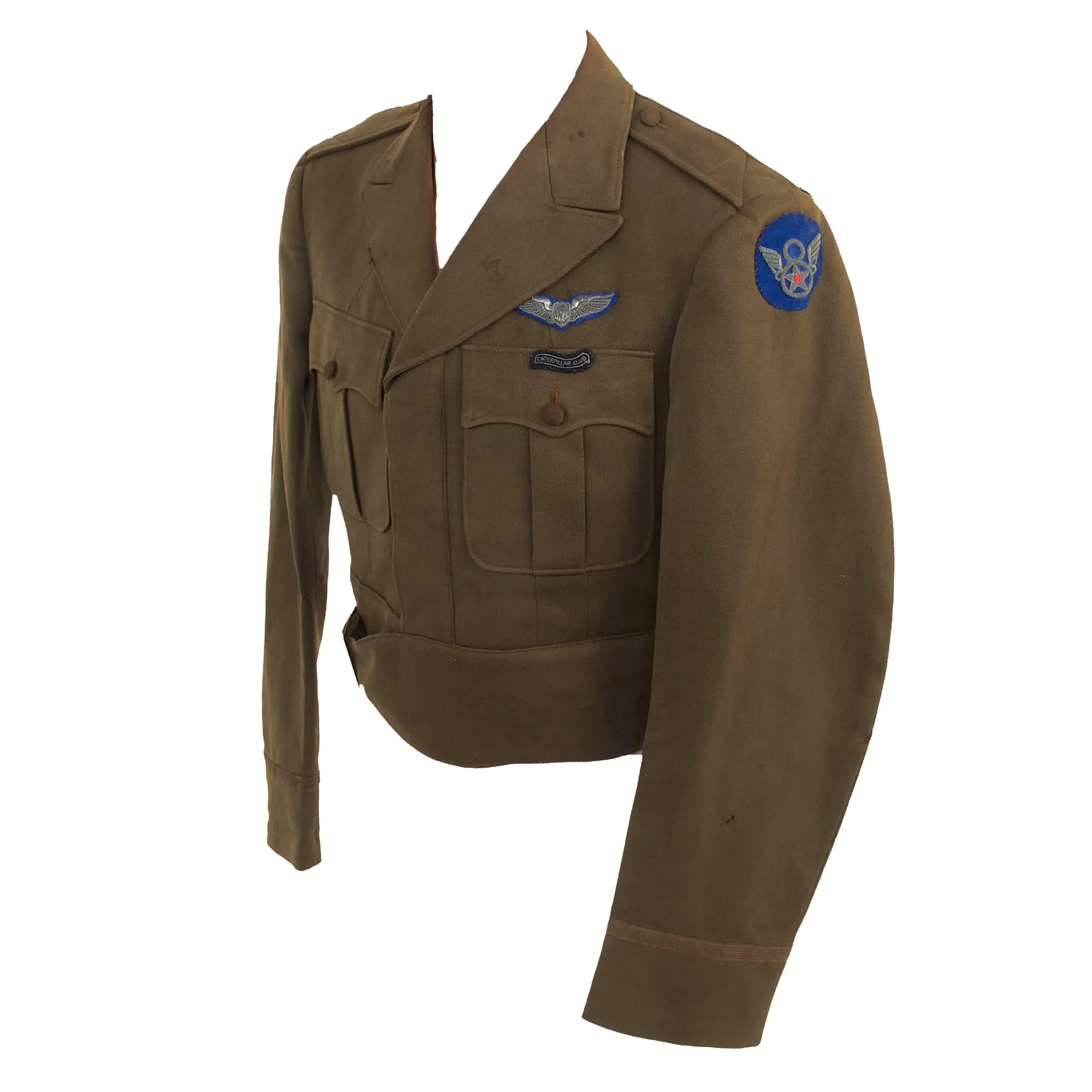 Original U.S. WWII 8th Army Air Forces Custom Tailored Ike Jacket With English Made Insignia - Caterpillar Club