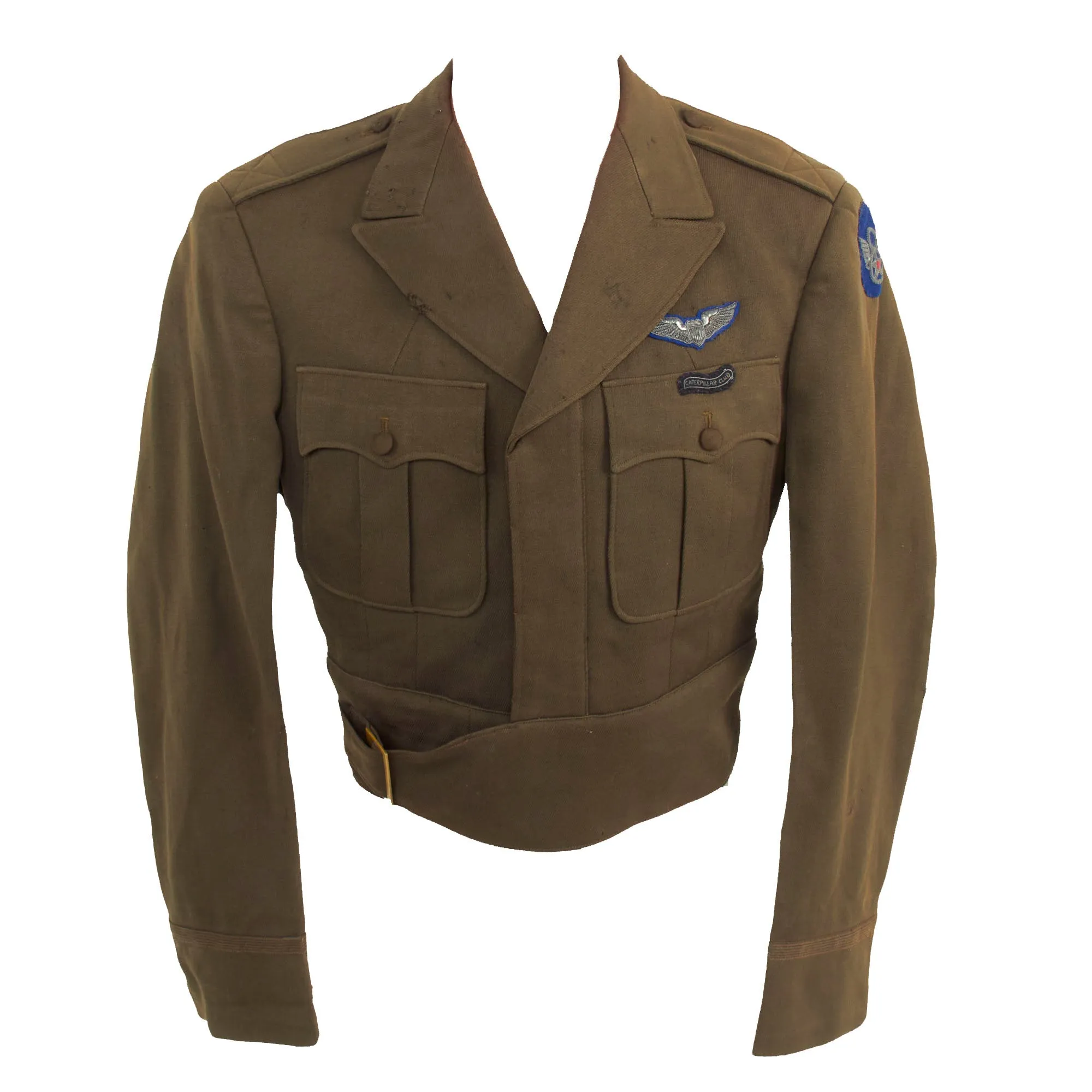 Original U.S. WWII 8th Army Air Forces Custom Tailored Ike Jacket With English Made Insignia - Caterpillar Club