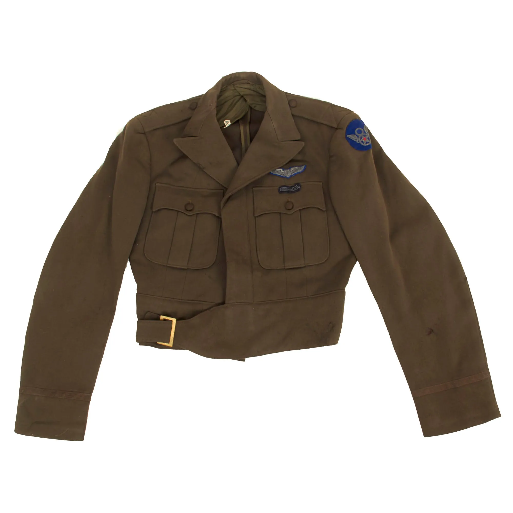 Original U.S. WWII 8th Army Air Forces Custom Tailored Ike Jacket With English Made Insignia - Caterpillar Club