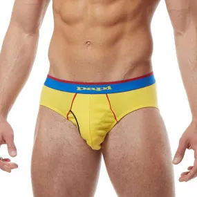 Papi [3 Pack] Heritage Clasico Hip Brief Underwear White & Yellow & Navy 980411-903 Size M