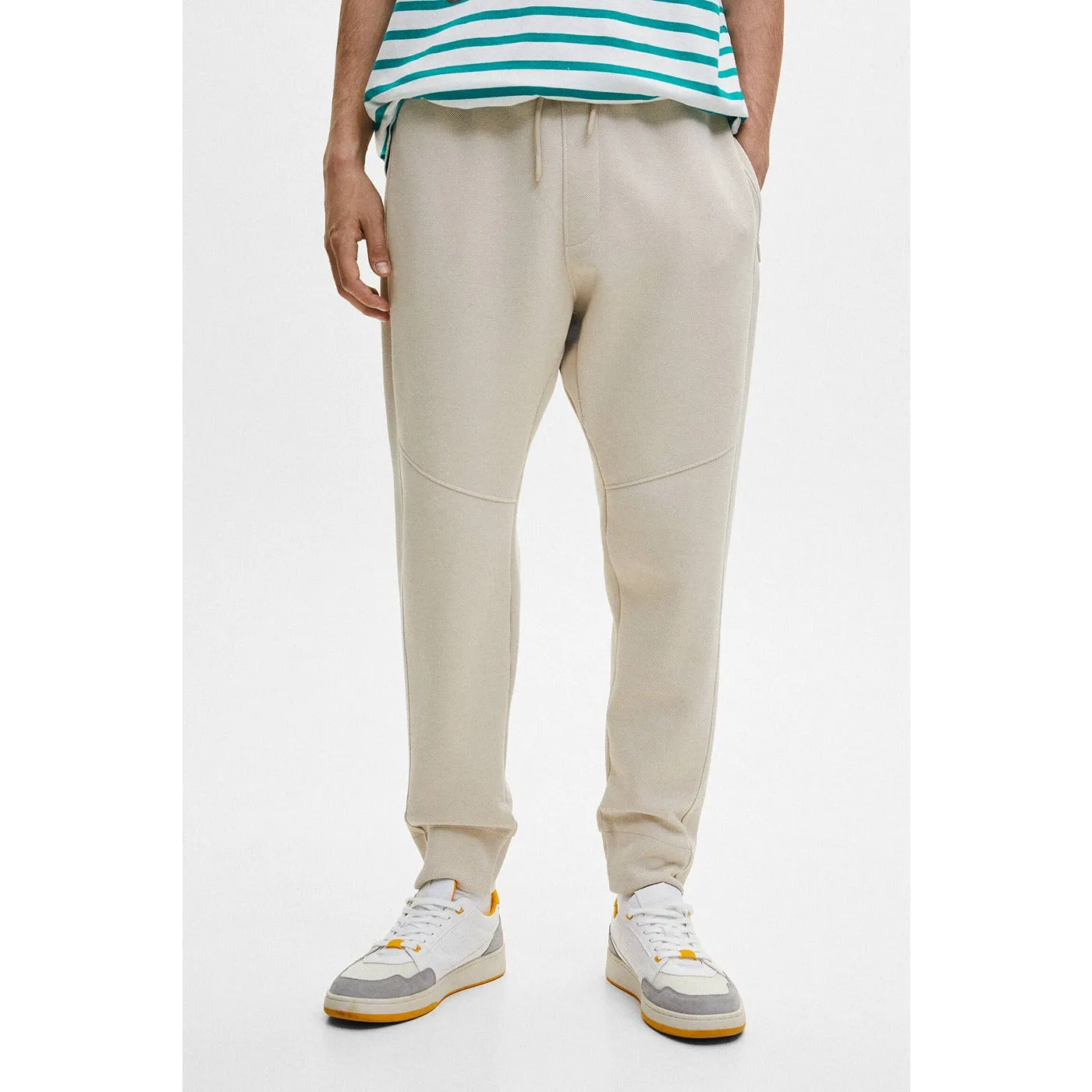 PB Beige Pique Joggers with Zip Pockets