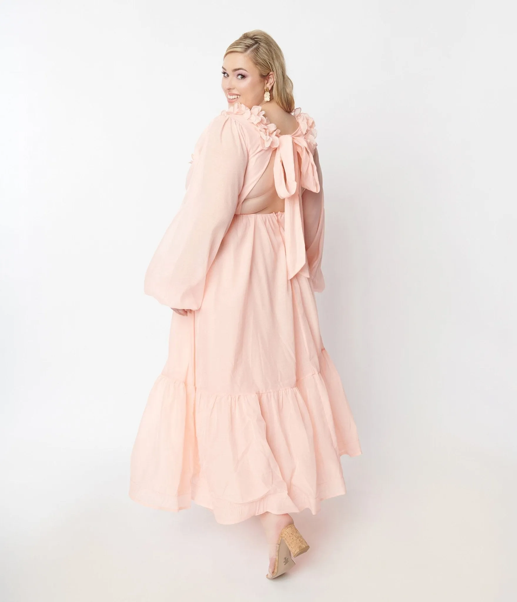 Peach Ruffled Maxi Dress