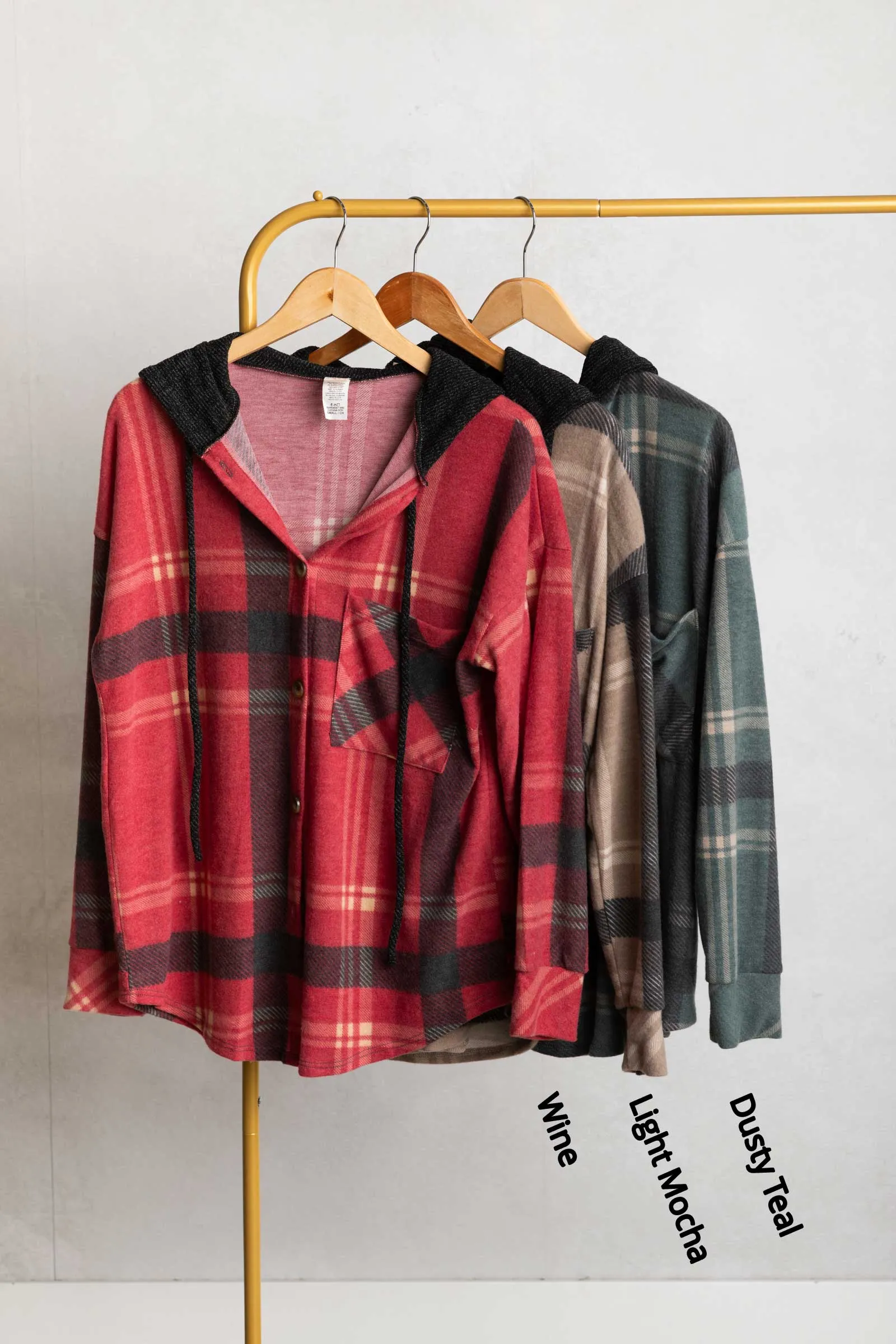 Plaid Button Down Hooded Shacket