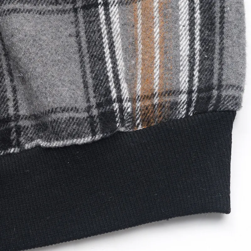 Plaid Contrast Patchwork Fall Sweatshirt