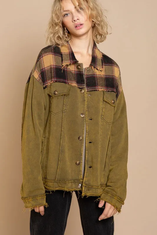 Plaid Shoulder Shirt Jacket