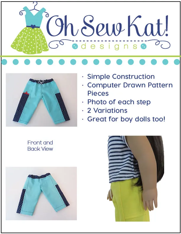 Playground Pants 18 Inch Doll Sewing Pattern