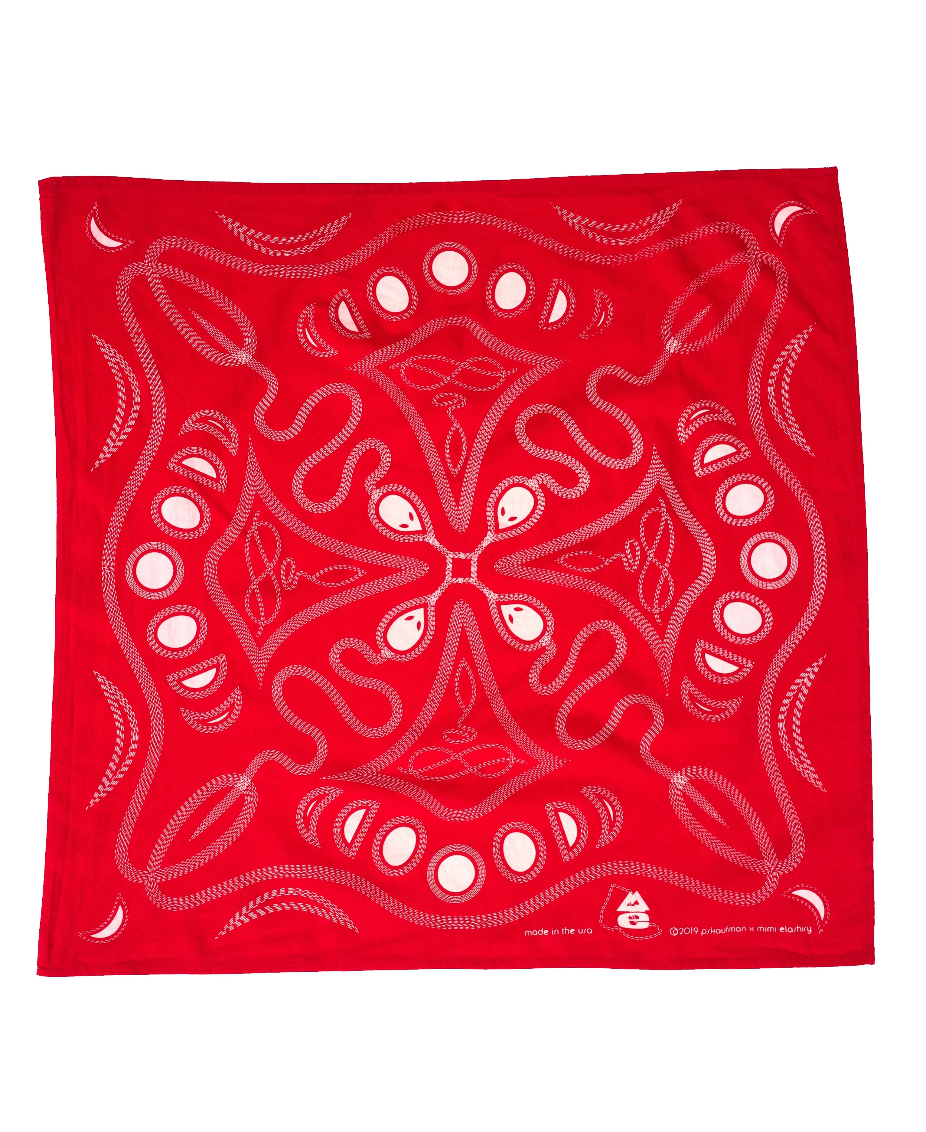 pskaufmanxME snakey bandana/white on red