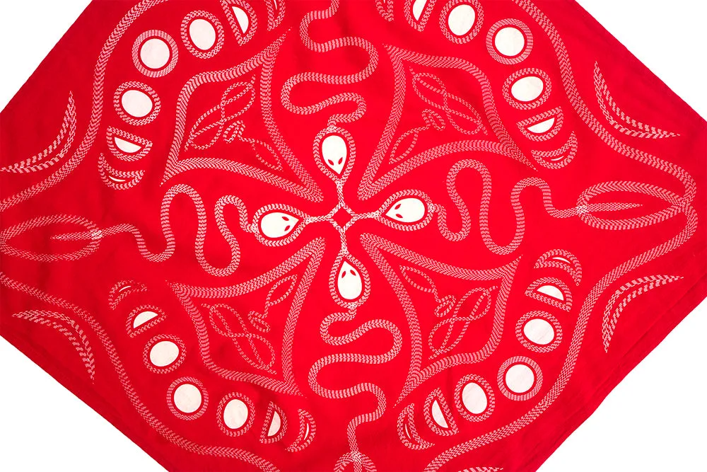 pskaufmanxME snakey bandana/white on red