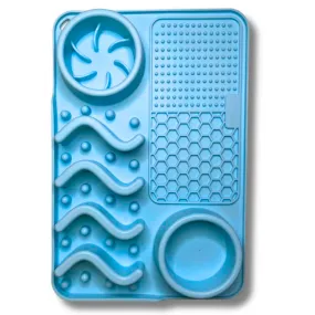 Pups Up Rectangle Lick Mat & Slow Feeder Combo Blue