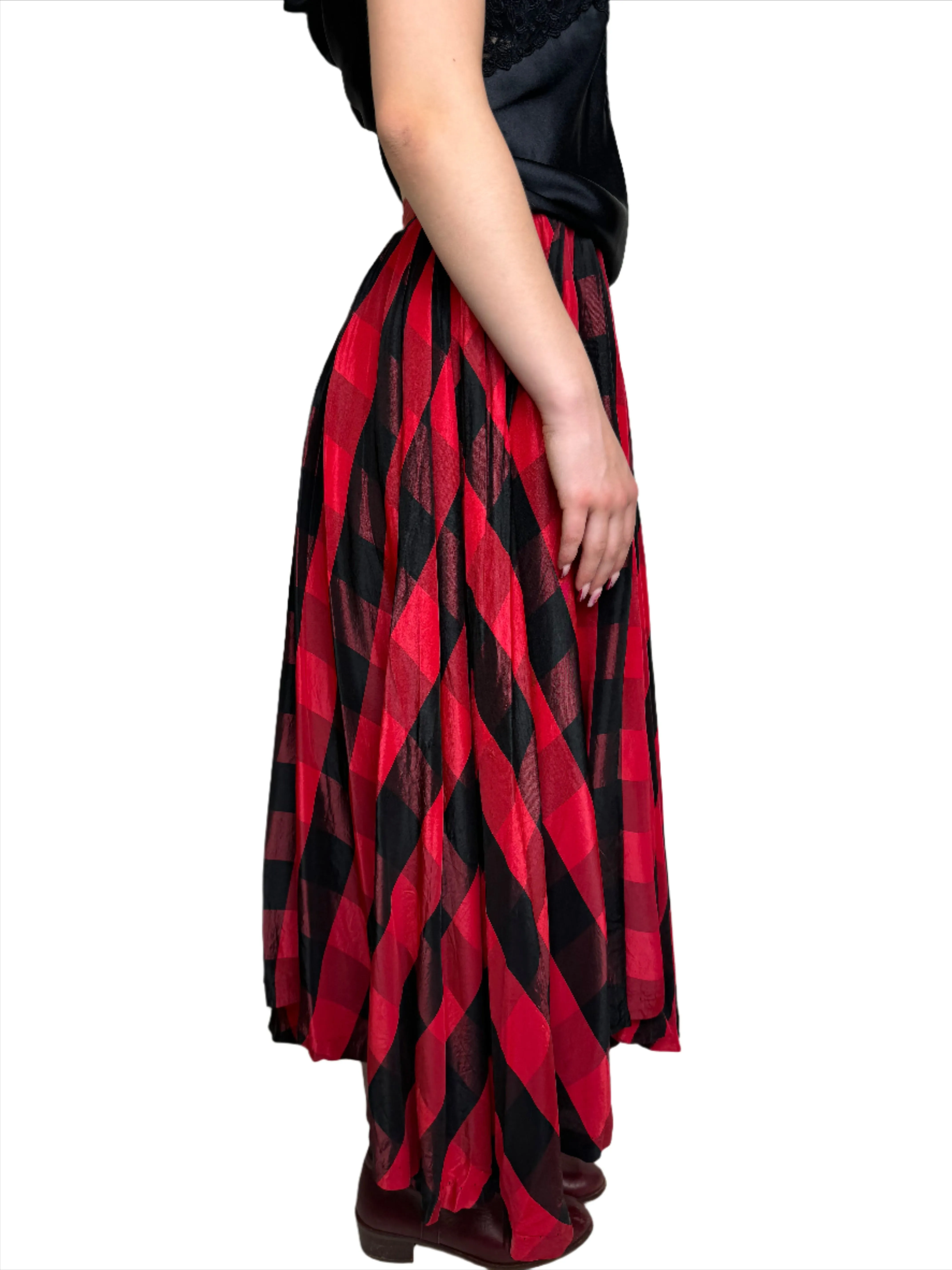 Red & Black Plaid Circle Skirt 1950s