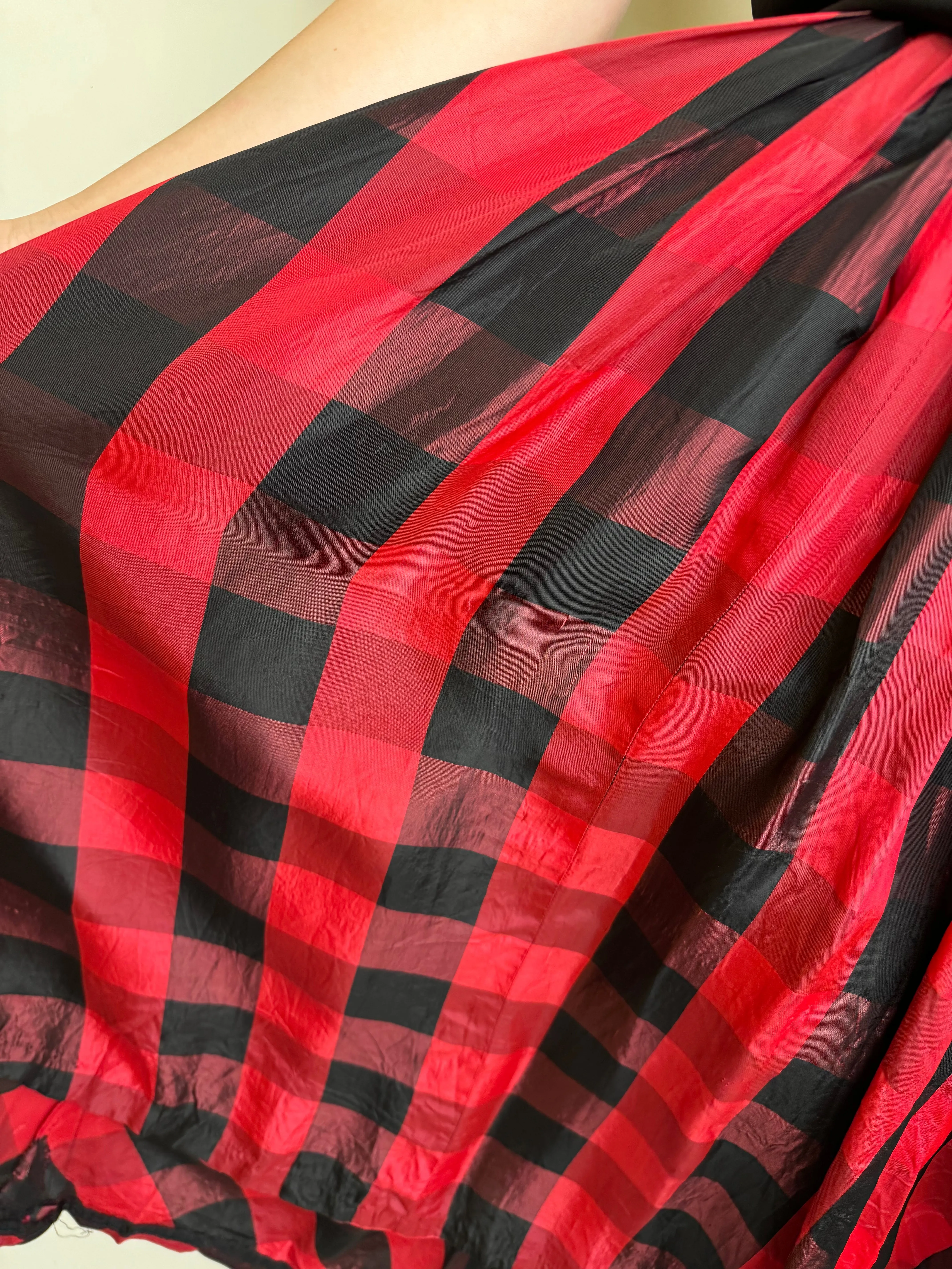 Red & Black Plaid Circle Skirt 1950s