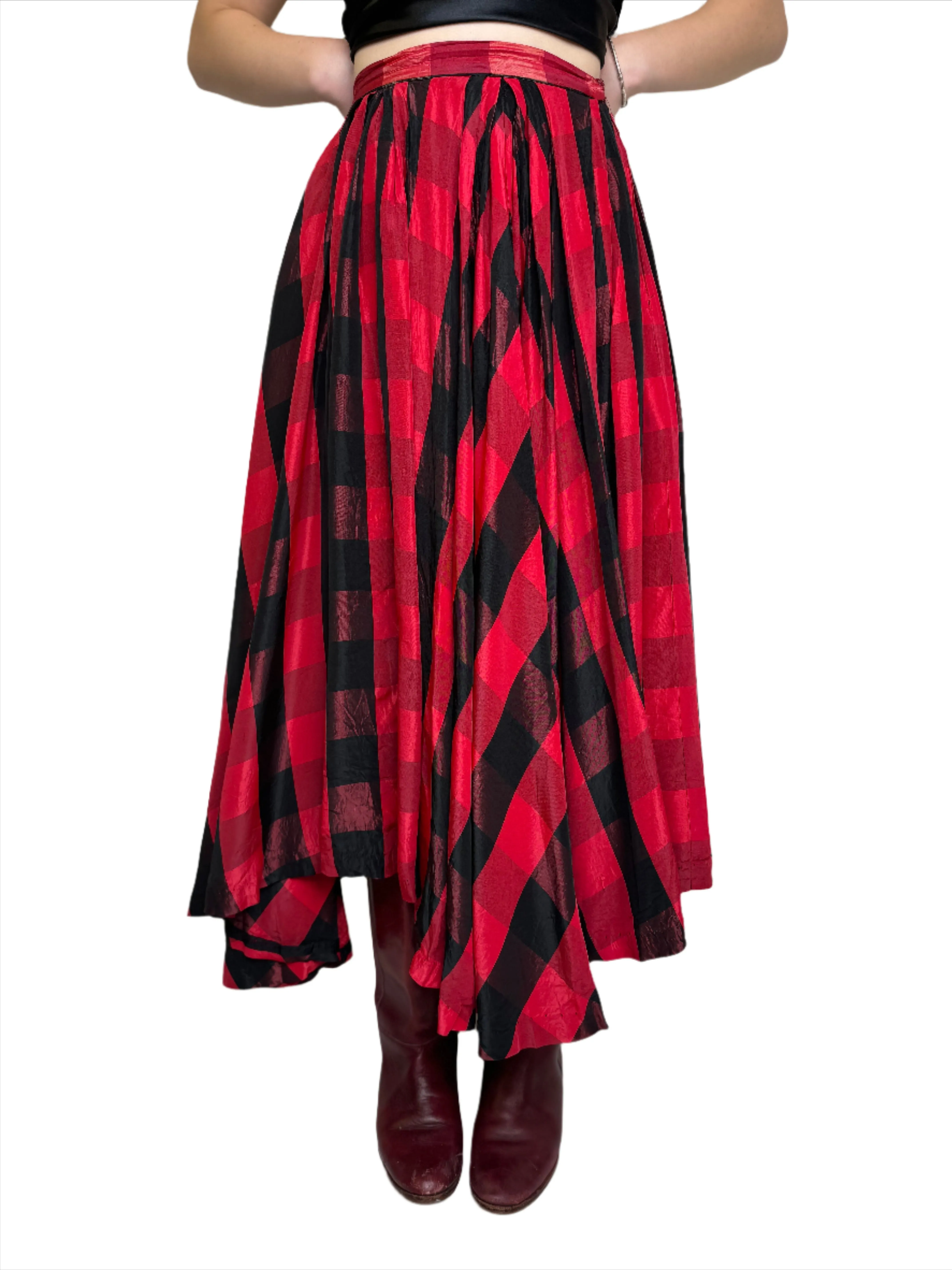 Red & Black Plaid Circle Skirt 1950s