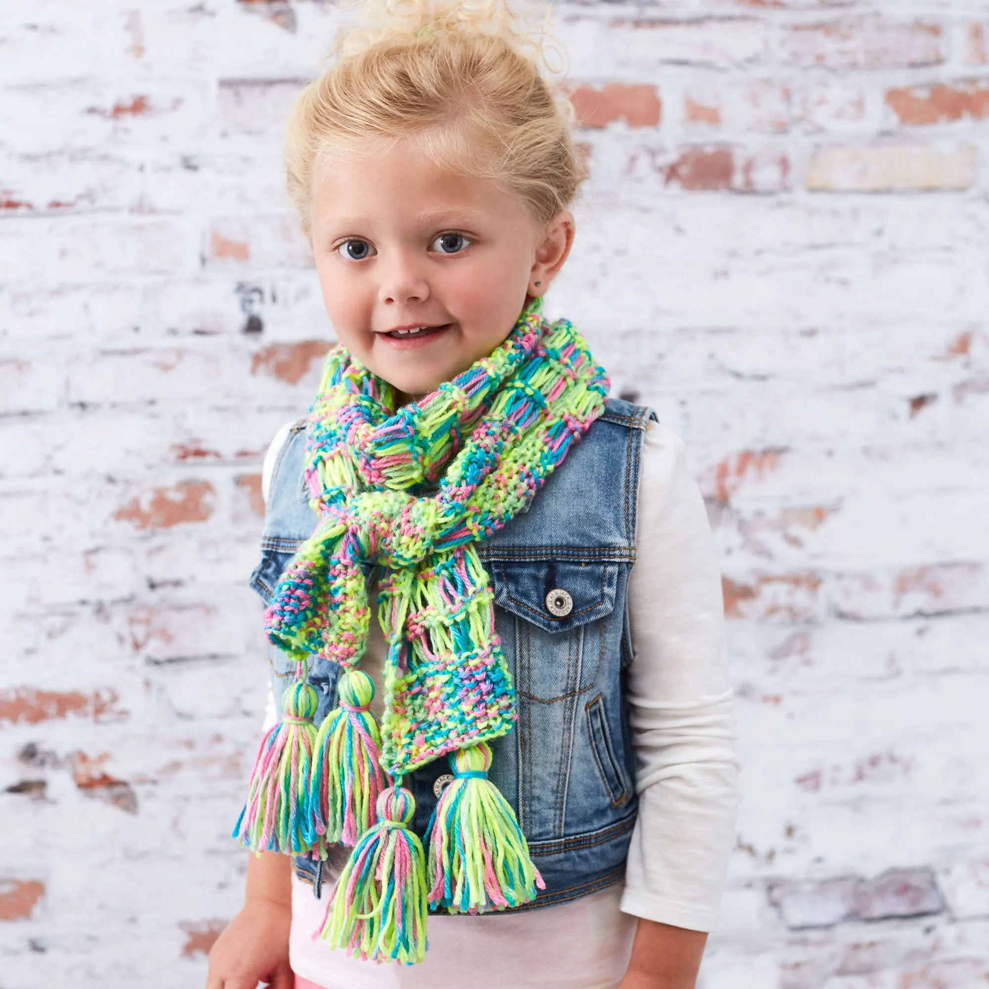 Red Heart Kid's Knit Drop-Stitch Scarf