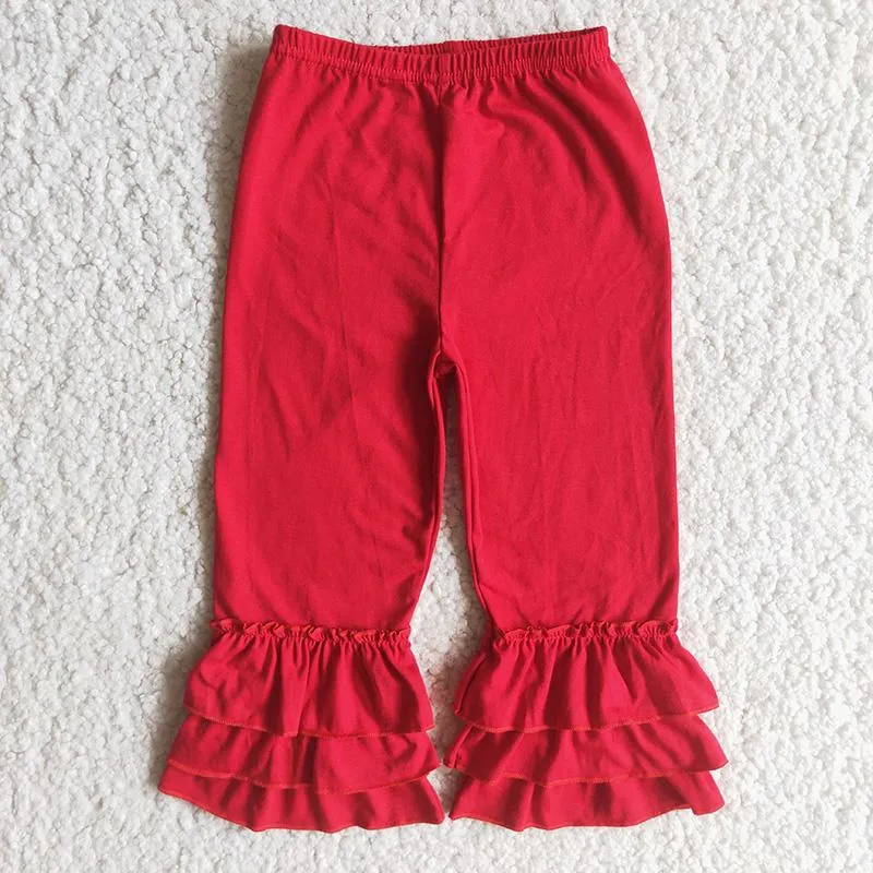 Red lace ruffle pants