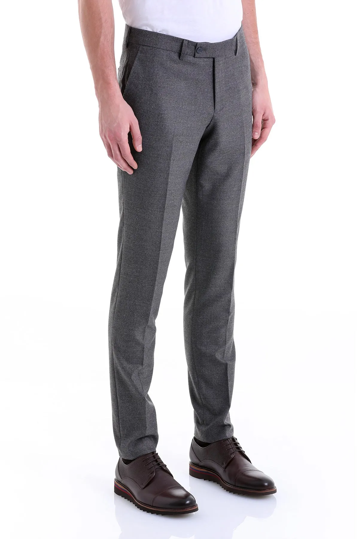 Regular Fit Side Pocket Low Waist Gray Dress Pants