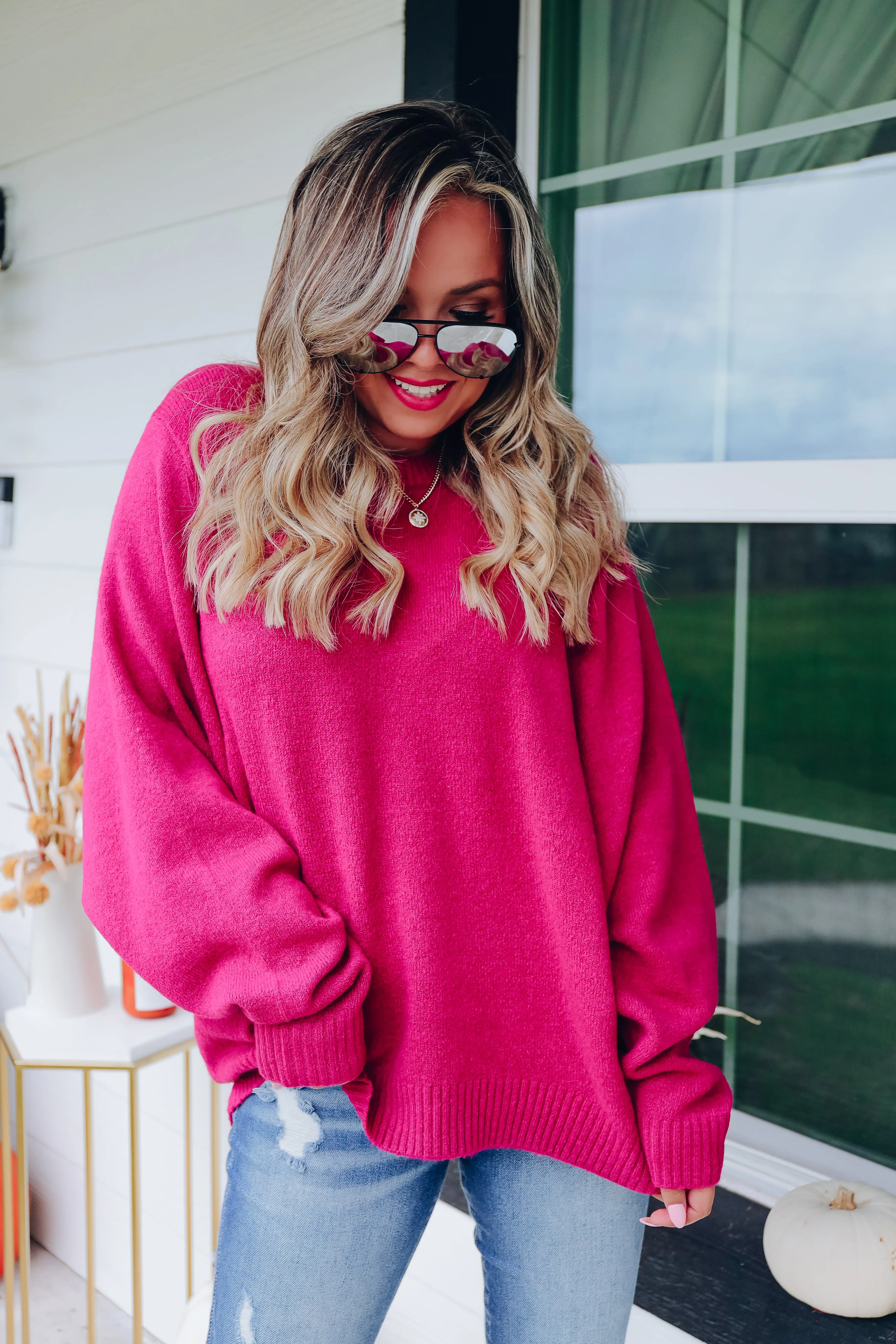 Relaxing Retreat Knit Sweater - Berry