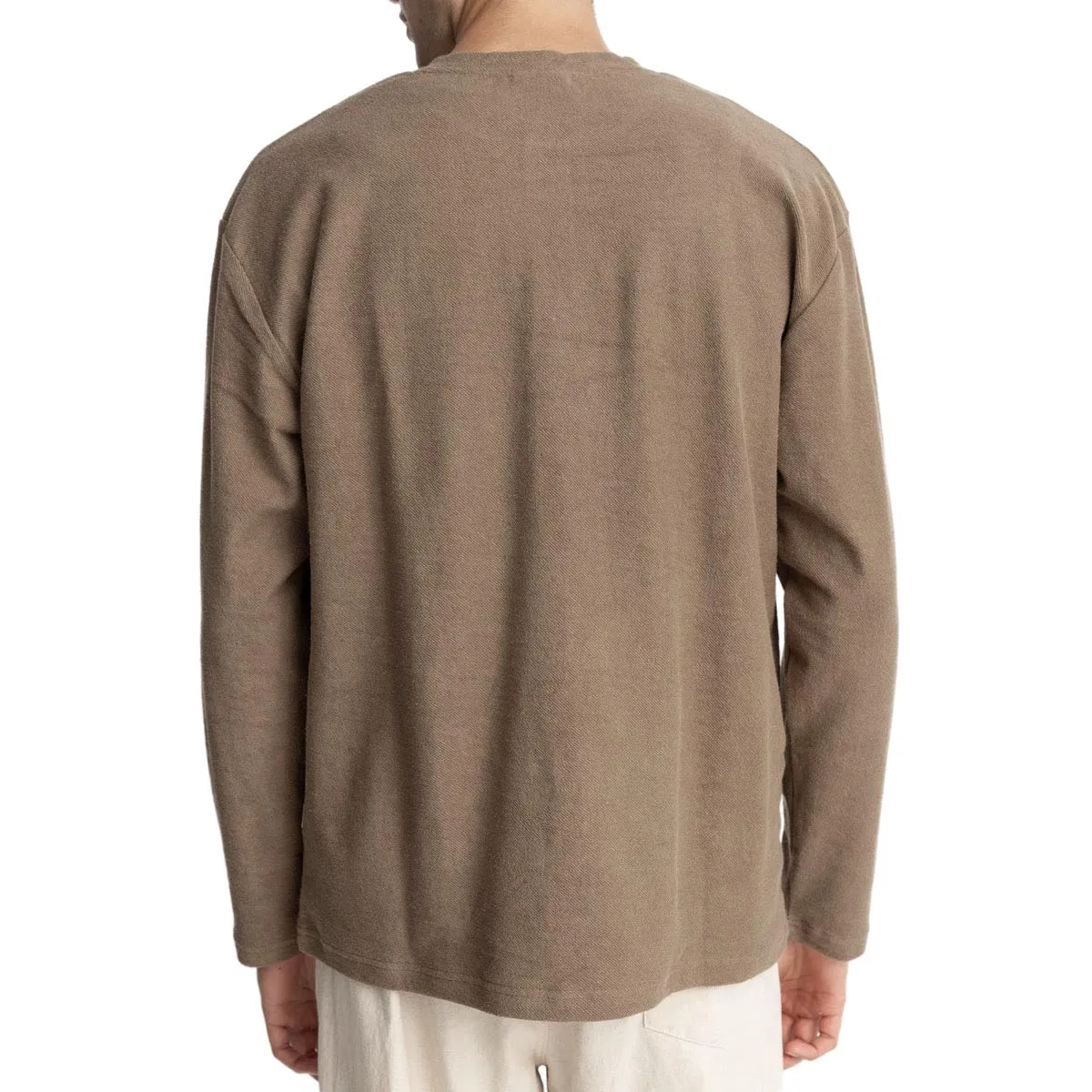 Rhythm Vintage Terry Long Sleeve Henley Shirt - Oak