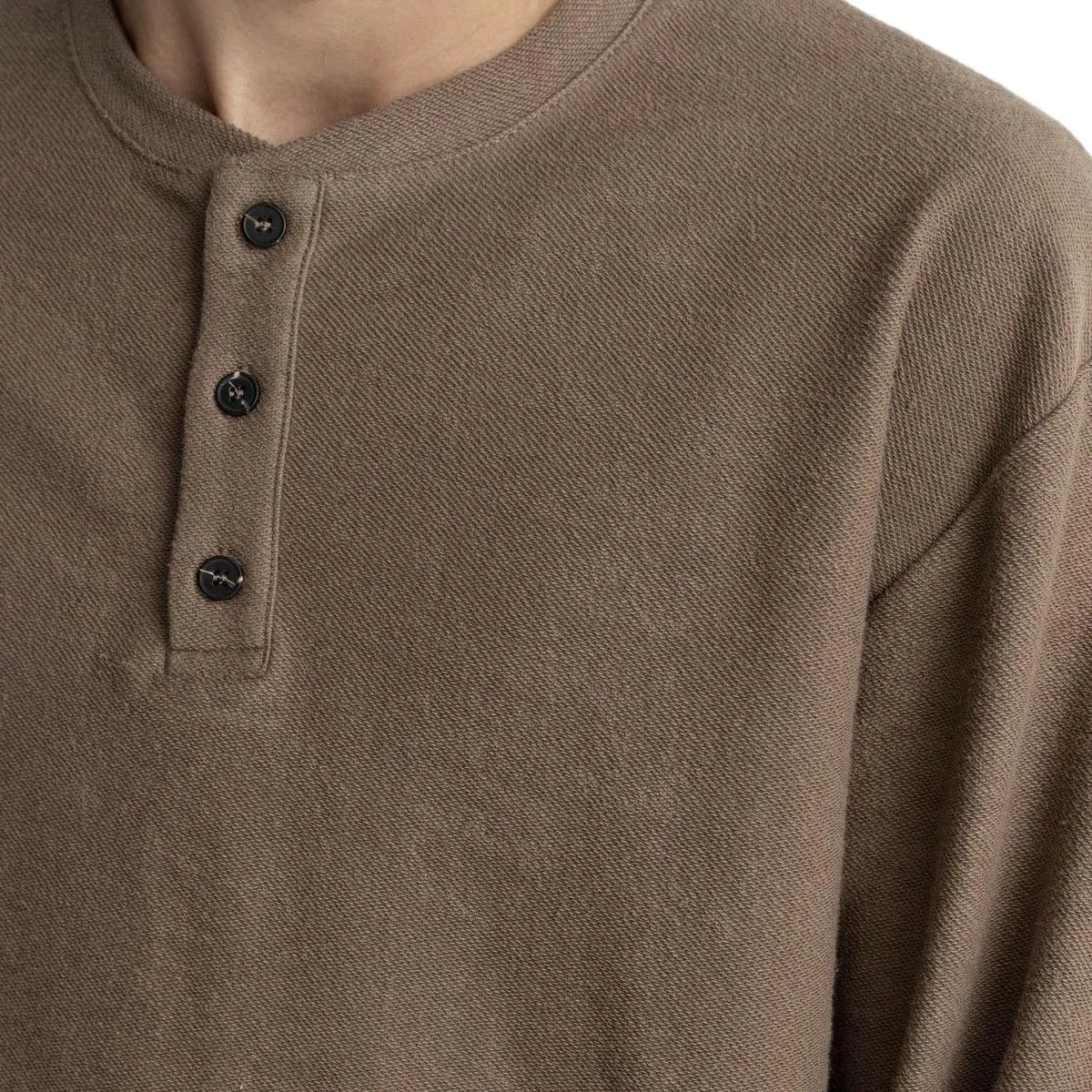 Rhythm Vintage Terry Long Sleeve Henley Shirt - Oak