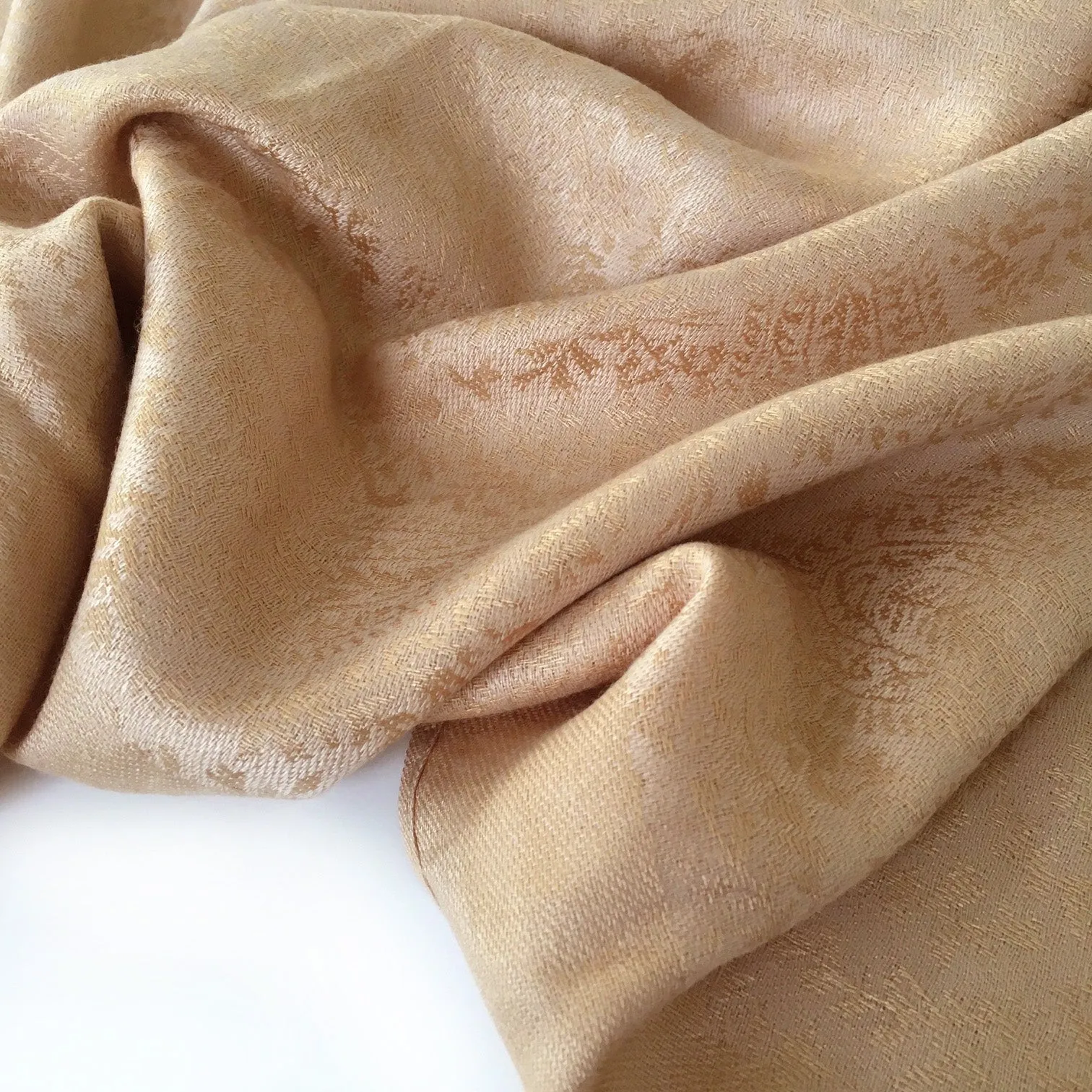 ROSE GOLD PAISLEY PRINT REVERSIBLE PASHMINA SHAWL SCARF