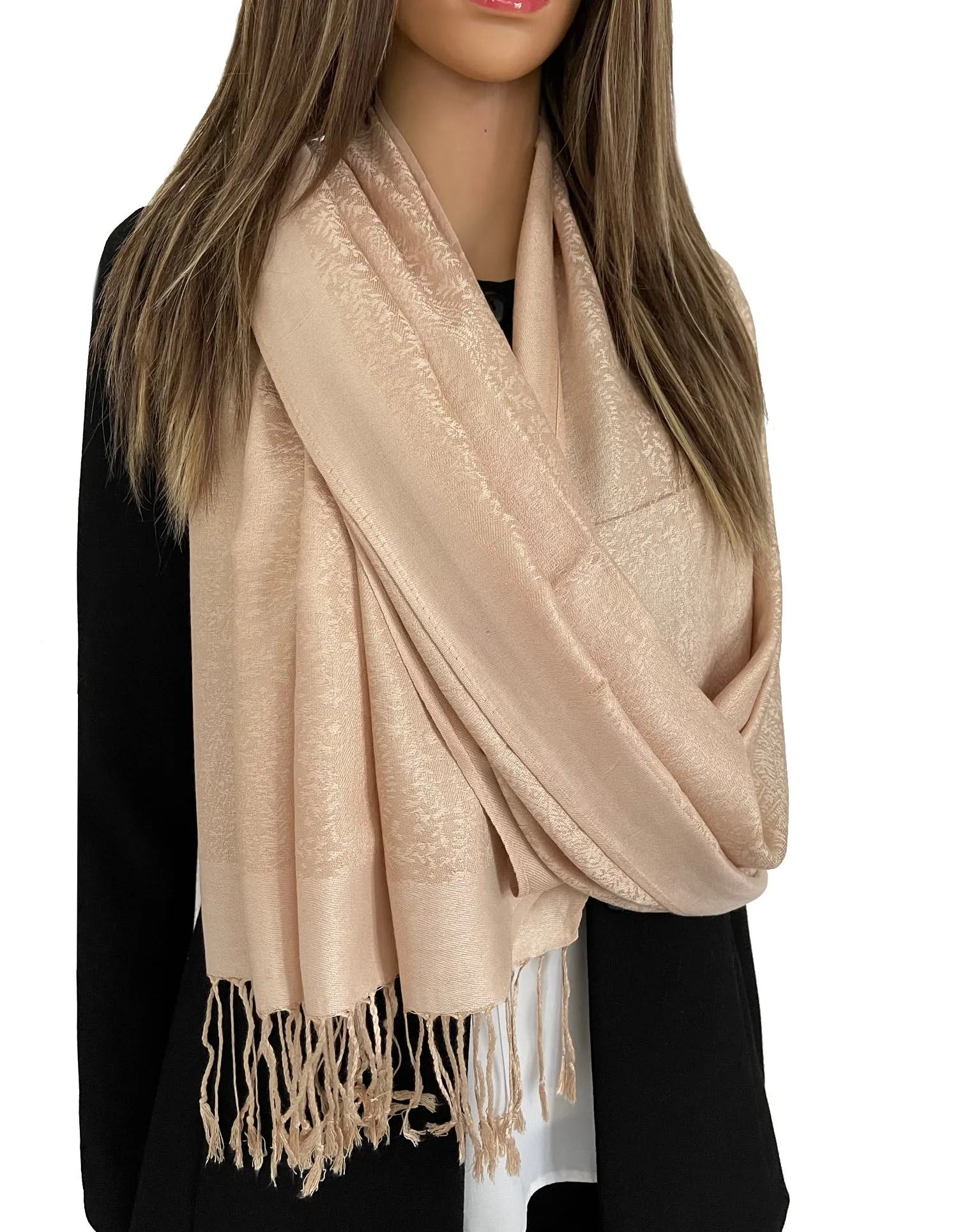 ROSE GOLD PAISLEY PRINT REVERSIBLE PASHMINA SHAWL SCARF