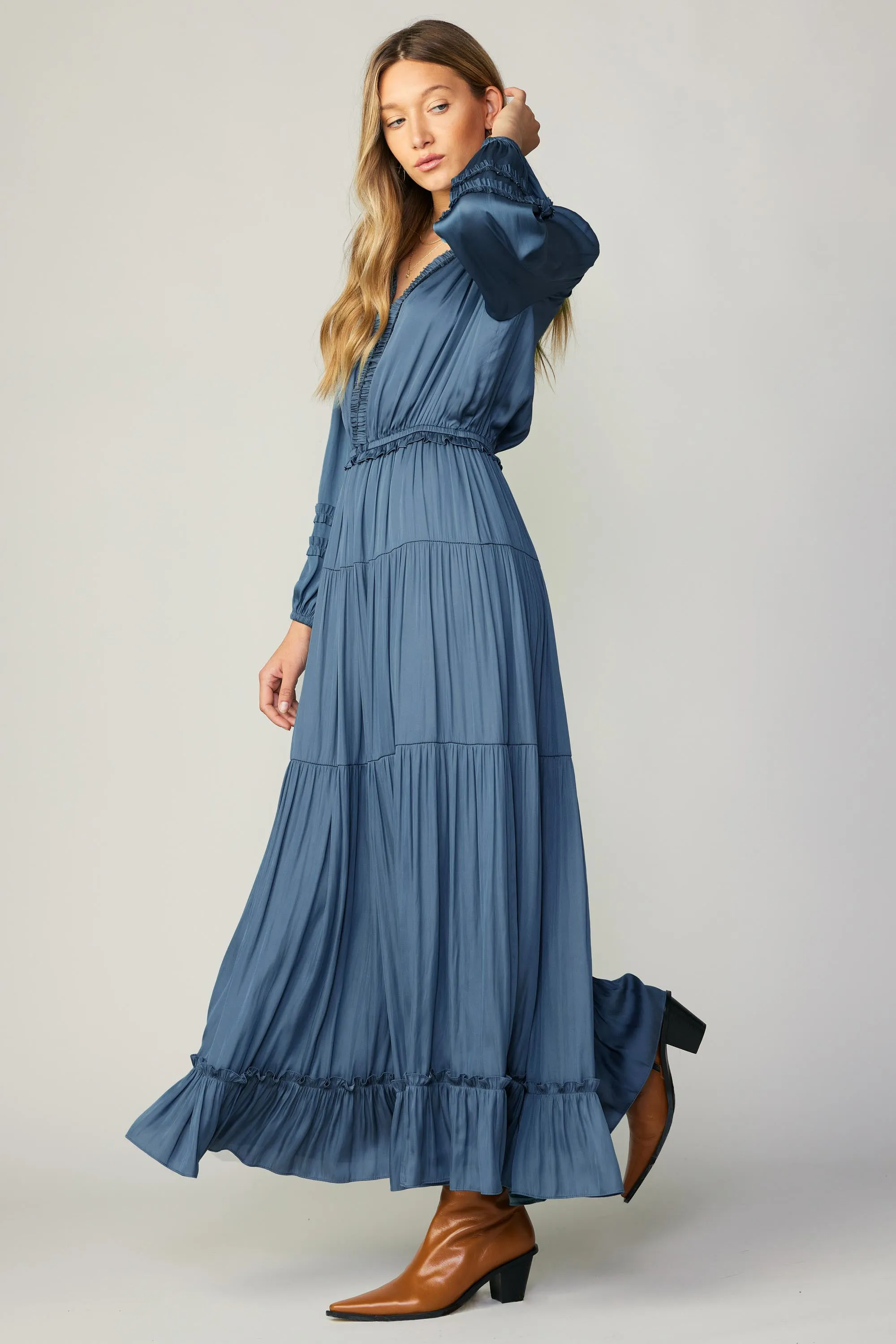 Ruffle Trim Maxi Dress